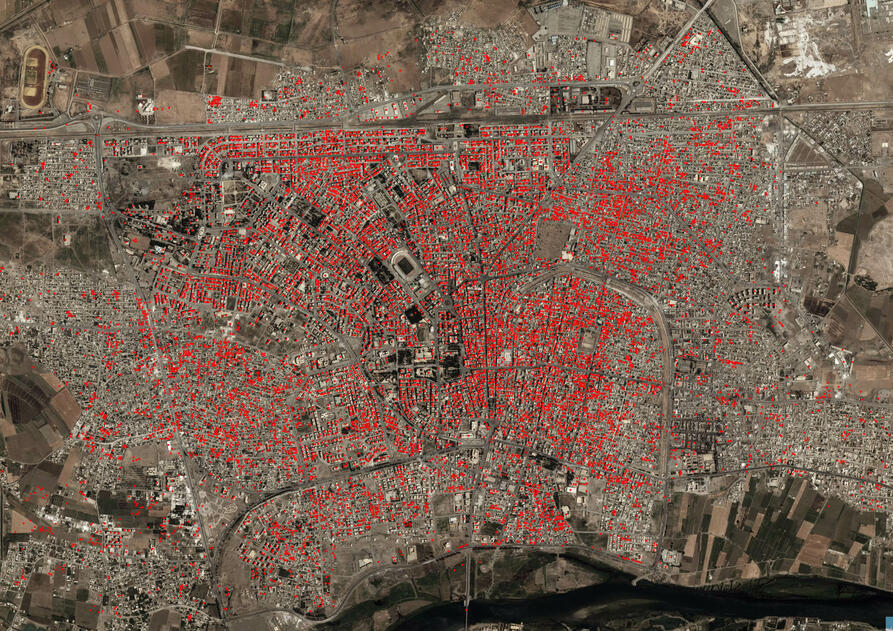 Satelittbilde av Raqqa.