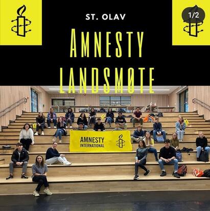 Amnesty-gruppen på St. Olav deltar på Amnestys digitale landsmøte høsten 2020 sammen. 