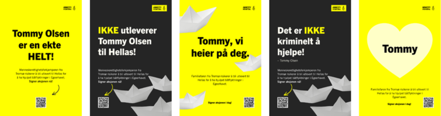 Plakater til st&oslash;tte for Tommy Olsen